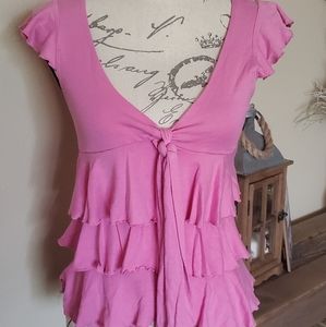 No Boundaries Pink Ruffled Top S(3/5)
